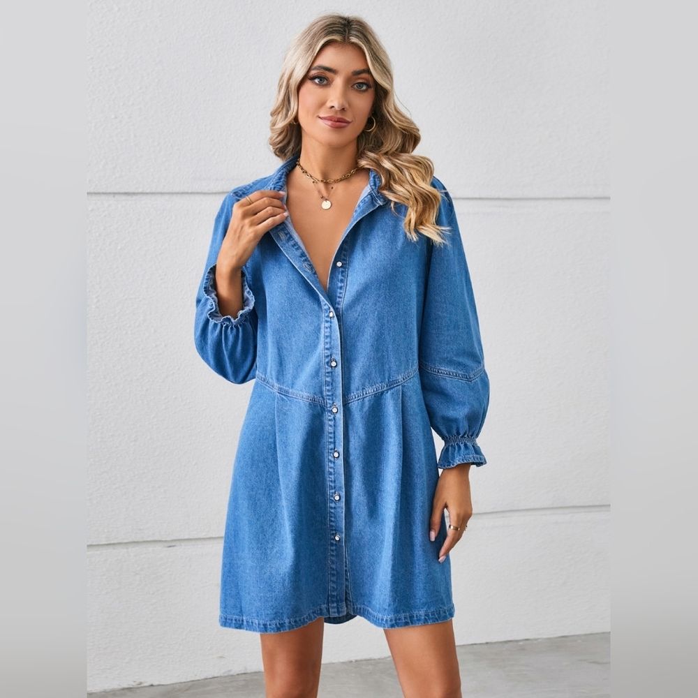 Blue Denim Button-Up Dress
